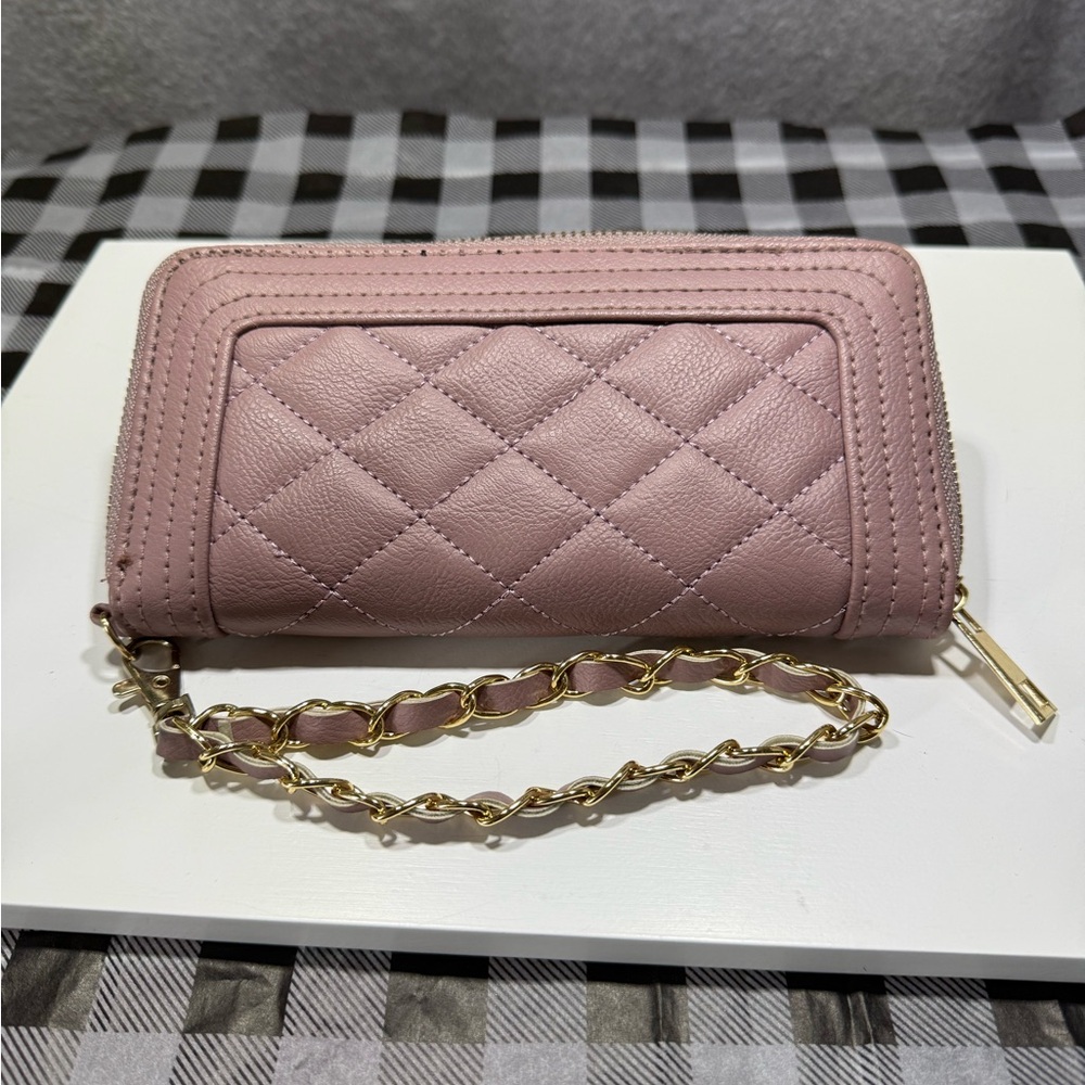 Charlotte Russe Pink and Gold Quilted Wallet